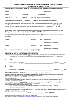 Inschrijf Formulier Muziekdag 2015