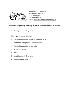 Agenda vergadering MR. 26-01-2015