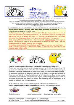 Info-tje 11 januari 2015