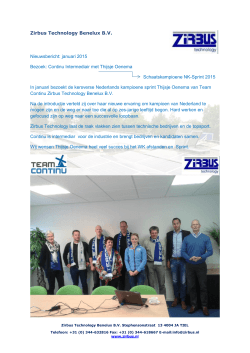 Zirbus Technology Benelux BV Nieuwsbericht: januari 2015 Bezoek