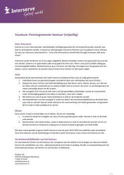 Vacature: Penningmeester bestuur (vrijwillig)
