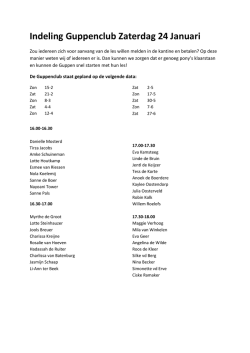 Indeling Guppenclub Zaterdag 24 Januari