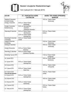 vieringenrooster januari t/m februari 2015