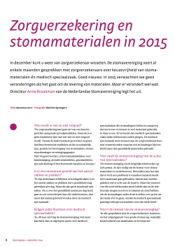 Zorgverzekering en stomamaterialen in 2015