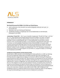 Persbericht Bert Bunnik - Stichting ALS Nederland