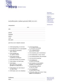 Inschrijfformulier 2014-2015 - HOVO Achterhoek en Liemers
