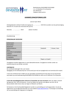Aanmeldingsformulier - Sportvereniging Deventer Fit