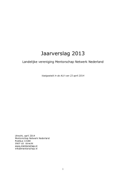 Jaarverslag 2013 - Mentorschap Nederland