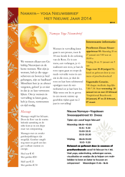 Namaya– yoga Nieuwsbrief Het Nieuwe Jaar 2014