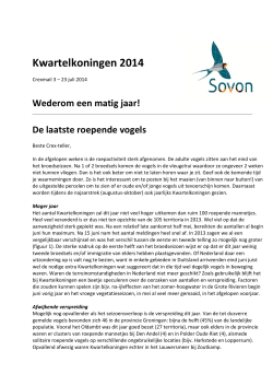 Kwartelkoningen 2014 - Sovon Vogelonderzoek Nederland