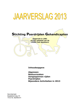 Jaarverslag 2013 - (SPG) in Apeldoorn