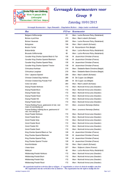 Groep 9 Gevraagde keurmeesters voor