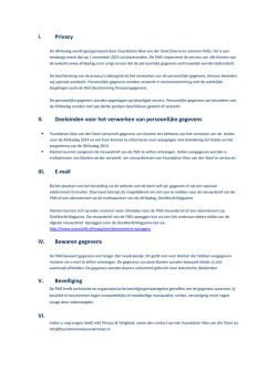 I. Privacy II. Doeleinden voor het verwerken van