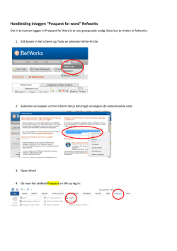 Handleiding inloggen &ldquo;Proquest for word&rdquo; Refworks