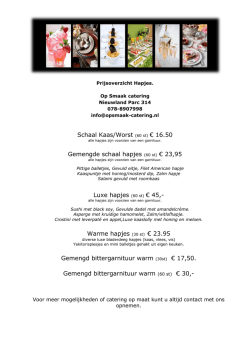 Schaal Kaas/Worst (60 st) € 16.50 Gemengde schaal