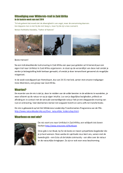 Uitnodiging voor Wildernis-trail in Zuid Afrika Waartoe