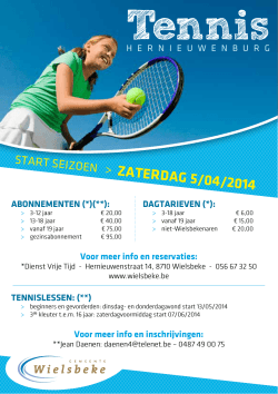 ZATERDAG 5/04/2014 Tennis
