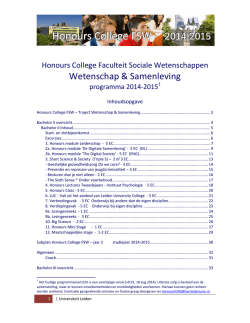 Honours College FSW - Universiteit Leiden
