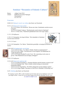 Studiedag “Dynamics of Islamic Culture”, vrijdag 16 mei 2014