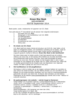 EDITIE Groen Star Beek NIEUWSBRIEF EDITIE September 2014