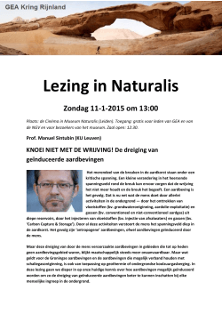 Lezing in Naturalis Zondag 11-1-2015 om 13:00