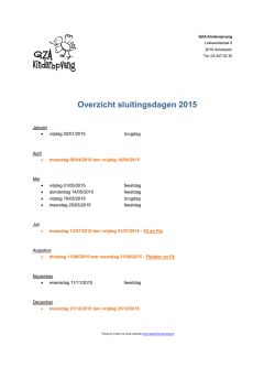 Overzicht sluitingsdagen 2015