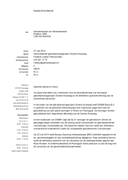 Raadsinformatiebrief 2014 44871 geluidsaneringsproject Groene