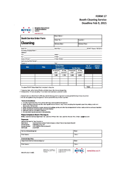 FORM 17 Booth Cleaning Service Deadline Feb 9, 2015