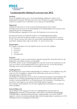 Leerplaatsprofiel afdeling D couveuse-unit, MCL