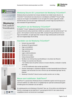 Weekamp Deuren B.V. presenteert de Weekamp TriComfort&reg;: Het