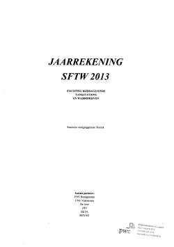 JAARREKENING SFTW 2013 - Ministerie van Sociale Zaken en