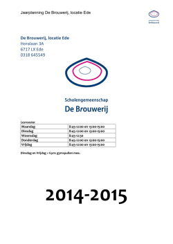 Jaarplanning De Brouwerij Ede 2014-2015