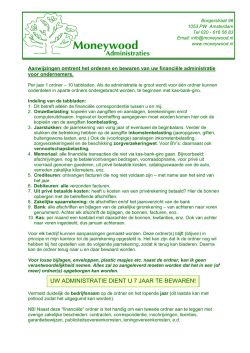 Indeling administratie - Moneywood Administraties