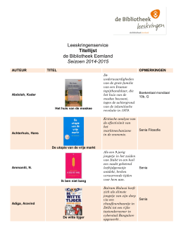 Titellijst 2014/2015 - de Bibliotheek Eemland