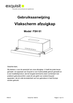 Handleiding vlakscherm afzuigkap FSH 61 Nederlands