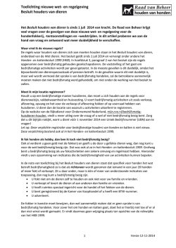 Toelichting nieuwe wet- en regelgeving Besluit houders van dieren