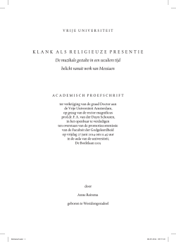KLANK ALS RELIGIEUZE PRESENTIE De - VU