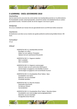 E-LEARNING - EXCEL GEVORDERD 2010