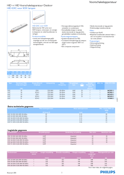 Product data sheet: HID-EXC voor SOX lampen