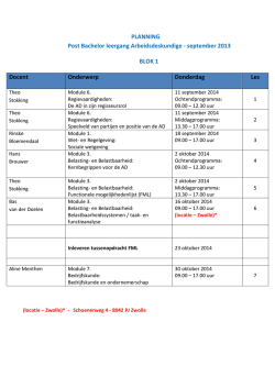 PLANNING Post Bachelor leergang Arbeidsdeskundige