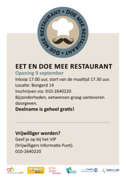EET EN DOE MEE RESTAURANT Opening 9 september
