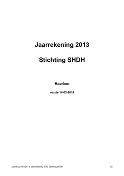 Jaarrekening 2013 Stichting SHDH