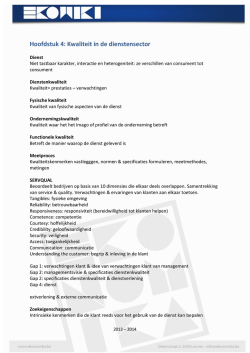 Hoofdstuk 4: Kwaliteit in de dienstensector