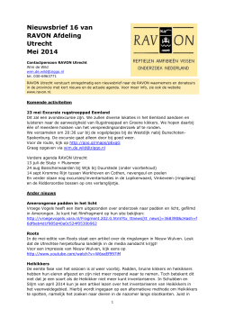 Nieuwsbrief 16 van RAVON Afdeling Utrecht Mei 2014