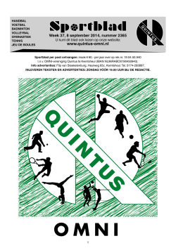 Quintusblad week 37 2014 - Welkom bij Quintus Handbal