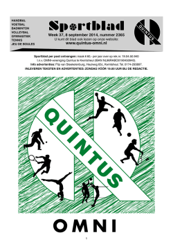 Quintusblad week 37 2014 - Welkom bij Quintus Handbal