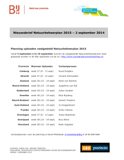 Nieuwsbrief Natuurbeheerplan 2015 – 2 september 2014