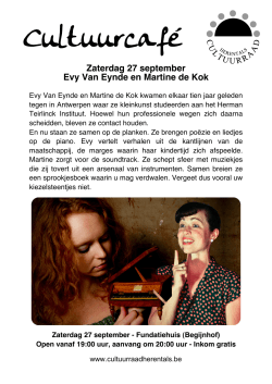 Zaterdag 27 september Evy Van Eynde en Martine de Kok