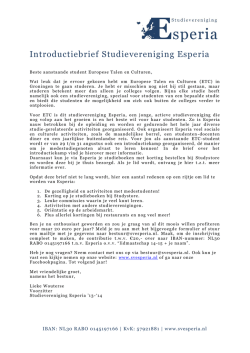 Introductiebrief Studievereniging Esperia