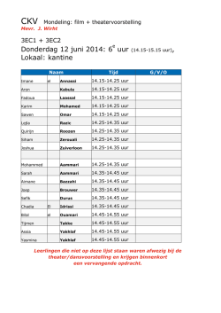Donderdag 12 juni 2014: 6 Lokaal: kantine